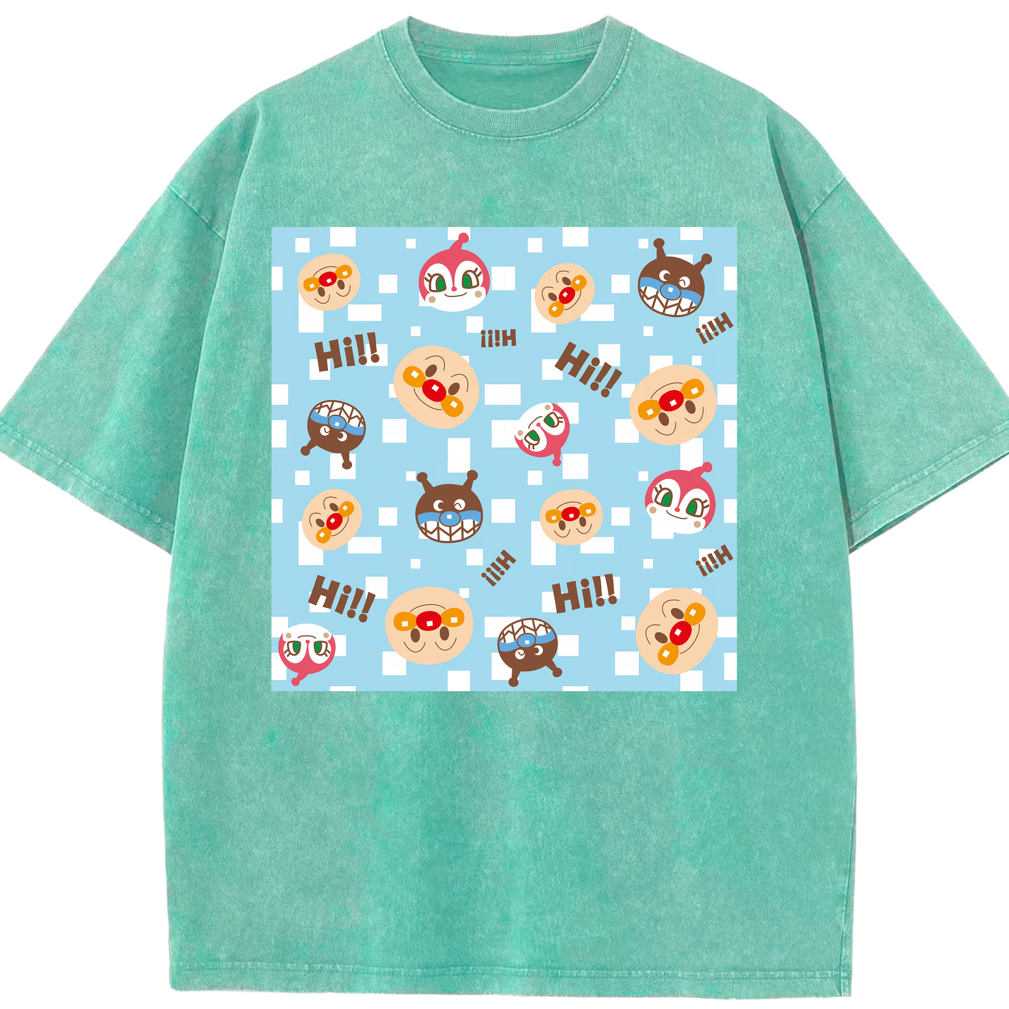 （画像用） アンパンマン Anpanman 綿100% ヴィンテージ風 半袖Tシャツ（フロントプリント）